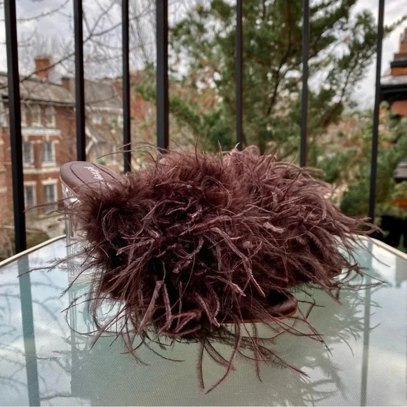 New Free People Jeffrey Campbell Heels Daisy Clear Glass Feather Shoes in Brown - Picture 6 of 13